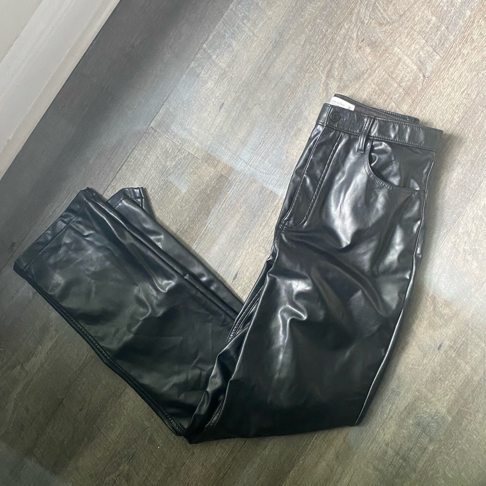 Abercrombie & Fitch Black Vegan Leather Pants - 10 Long